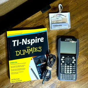 BUNDLE Texas Instruments TI-nspire CAS Graphing Calculator, Cable, Battery, Book